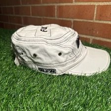 WOW World Of Water sports Fun All Over Embroidered Canvas Hat In White Rare VTG