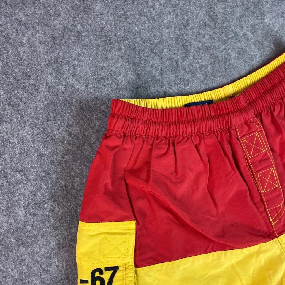 Pantalones Cortos de Natación Polo Sport Ralph Lauren Para Hombre Pequeños Rojo Amarillo RL-67 Malla Deportiva Y2K Foto 3 de 4