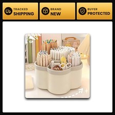 360  Rotating Desk Organizer 6-Compartment Plastic Pen Holder for Office Home