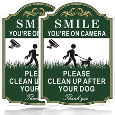 Clean Up After Your Dog, You're On Camera Sign 2 Pack, 10 x 14 inches Rust Free
