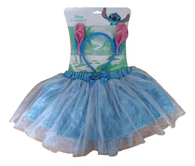 Disney Stitch Tutu Kleid mit Ohren Stirnband - Einheitsgröße, perfekt für Kinderkostüm