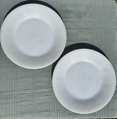 Set of 2 Fire King Milk Glass Ivory Swirl Plates 9 Inch Made In USA Vintage