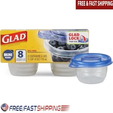 BPA Free Mini Round Food Storage Containers 4oz Snack Containers Set of 8 New