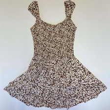 Urban Outfitters Women Floral Smocked Mini Dress Brown Cream Boho Cottagecore M