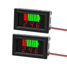 2Pack DC 12V, 24V, 36V, 48V, 60V Battery Indicator Voltage Meter 2 in 1 Battery
