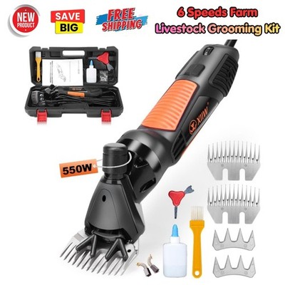 550W Corded Electric Sheep Shears Clippers, 6 Speeds Farm Livestock Grooming Kit