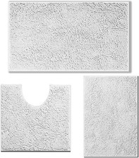 Image of RUN HELIX Ultra Soft Chenille Bath Mat Non Slip, Bath Mat Set 3 Piece, Shaggy B