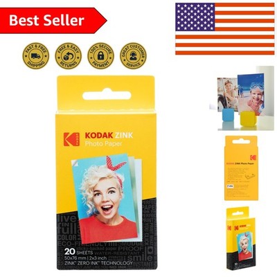Vibrant 2x3'' Water-Resistant ZINK Photo Paper - 20 Sheets for Instant Memories