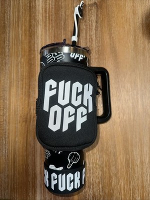Spencer s F*k Off 40 Oz Tumbler And Bag With Middle Finger Straw Topper New