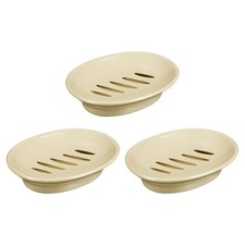 3Pcs 15.5x11cm Plastic Removable Soap Dish with Drain Khaki