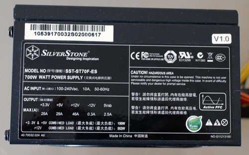 700W SilverStone SST-ST70F-ES v1.0 * ATX PC Netzteil * 80Plus