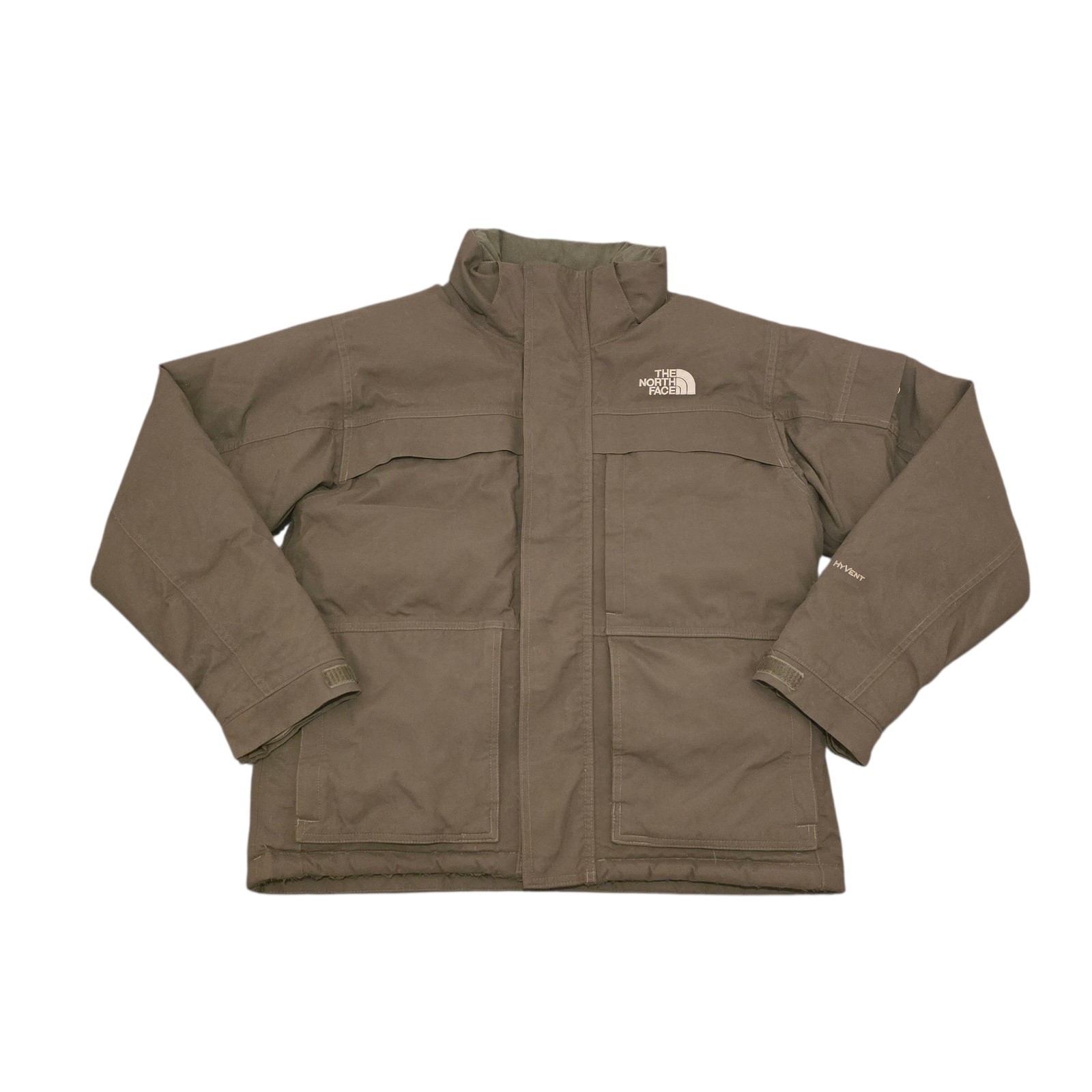 Chaqueta acolchada de plumón de ganso The North Face HYVENT para hombre pequeña verde vintage al aire libre