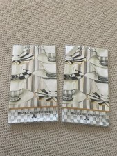 2 MacKenzie Childs Check Tea Cups Saucers 2 Kitchen NEW