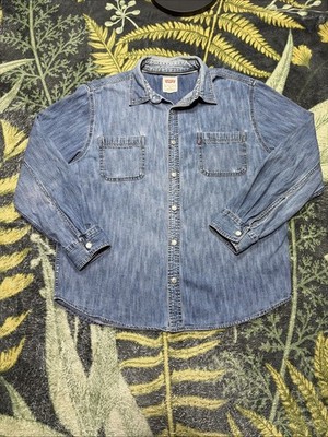 Mens XL Levi s Red Tab Denim Button Up Shirt Long Sleeve Medium Wash Western