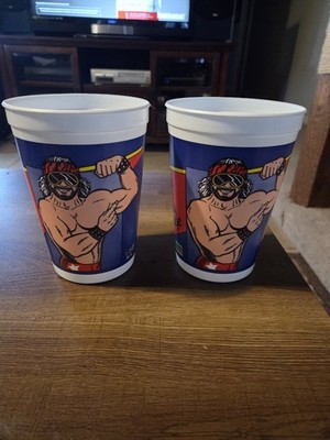 2 RARE VINTAGE  1989  Randy Savage NEW cups . titan sports  