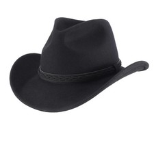 Classic Wool Fedora Hat with Leather Band Roll Up Wide Brim Western Cowboy Ha...