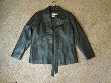 Womans Xl Button Down With Belt Leather Jacket Made By Leather Man