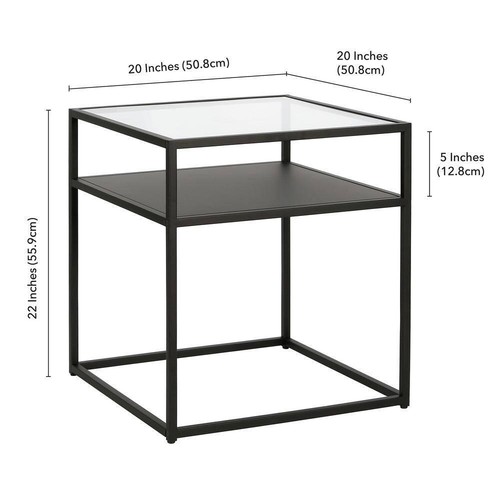 Meyer+Cross Side Table 20" x 22" x 20" Metal Square Blackened Bronze w/Glass Top - Picture 6 of 7