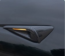 For Tesla Model 3 Y Carbon Fiber Style Side Fender Camera Vent Covers Trim