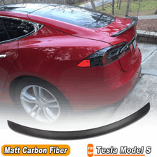 Für Tesla Model S 12-19 Matt Schwarz Carbon Heckspoiler Lippe Kofferraum Spoiler