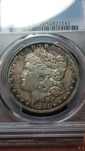1894 O Morgan Silver Dollar $1 PCGS AU53 Beautiful Toning 5116 - Picture 4 of 7