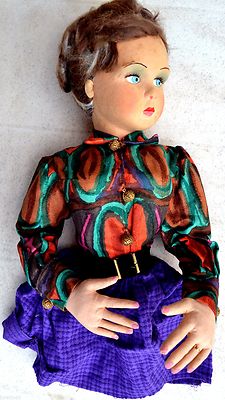 Puppe 1940/1950 Seitenblick, Typ Lenci, aus Sessel (keine Beine)