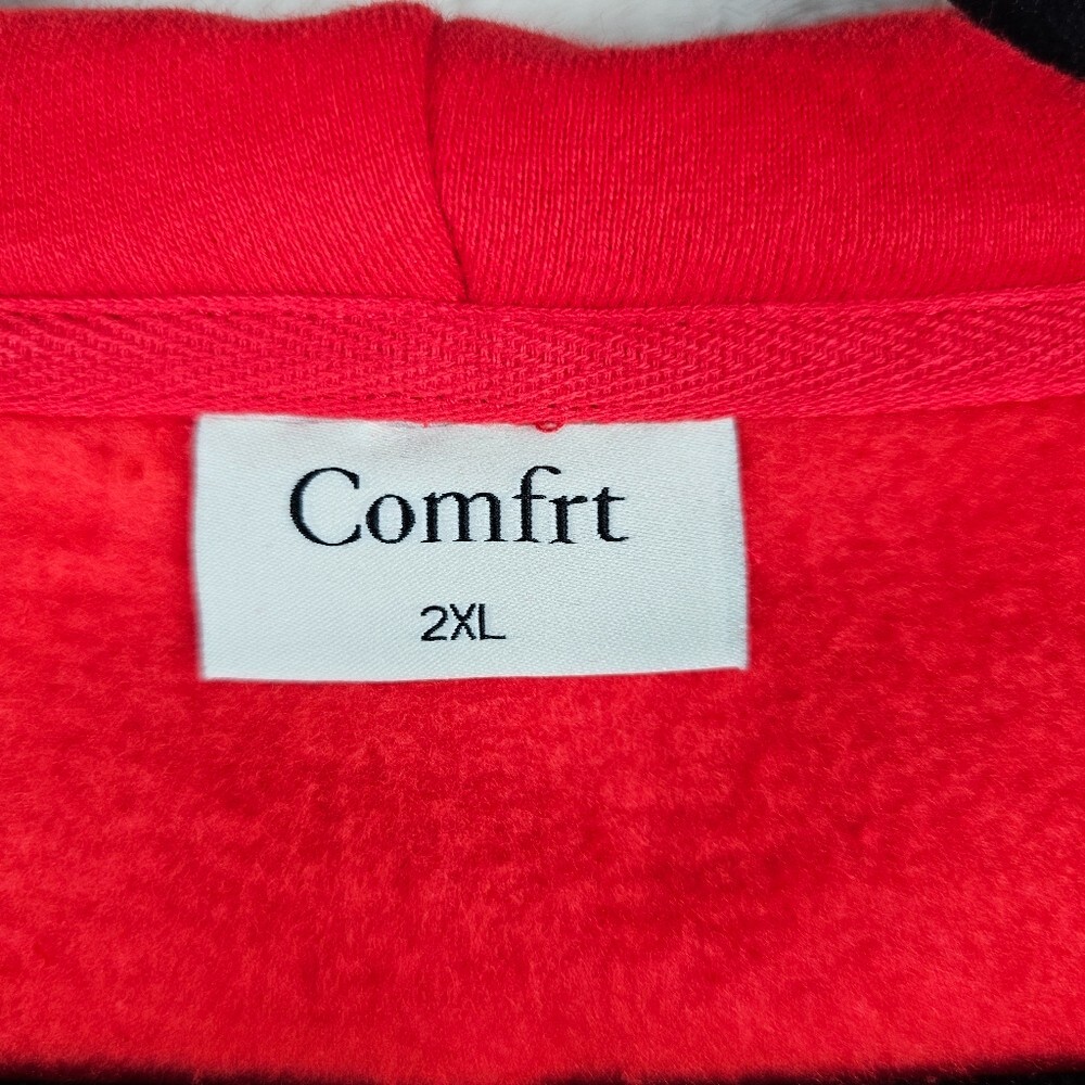 Comfrt Full Zip Hoodie Womens 2XL Red Weighted Fleece Mental Health Classic