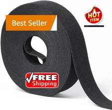 1 in X 30 Ft Hook and Loop Roll | Double-Sided Strips, Self-Gripping Straps | Re
