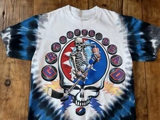 Grateful Dead Tie Dye Shirt Men’s Small  Liquid Blue Steal Your Face NY Rangers