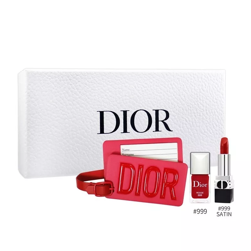 Dior Makeup Travel Set Luggage Tag, Mini 999 : Rouge Nail Polish and  Lipstick