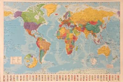 World Map Poster w/ Colored Flags Large 24''x36'' Geography Art Earth Science, New