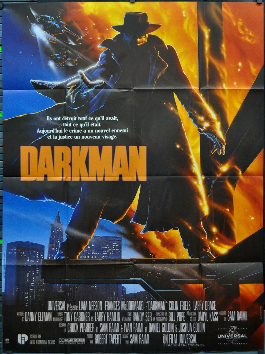 Darkman 1990 ORIGINAL 46X62 FRENCH MOVIE POSTER SAM RAIMI LIAM NEESON ...
