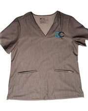 Women's FIGS Casma Scrub Top XL Gray Graphite V-Neck 3 Pocket Technical Stretch