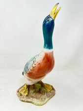 Statua In Ceramica Animale Dipinta Anatra Barbotine N 2 Duck