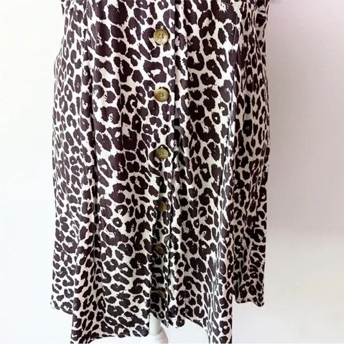 Something Navy Large Button Front Mini Dress Brown Ganache Animal Print NEW - Picture 6 of 7
