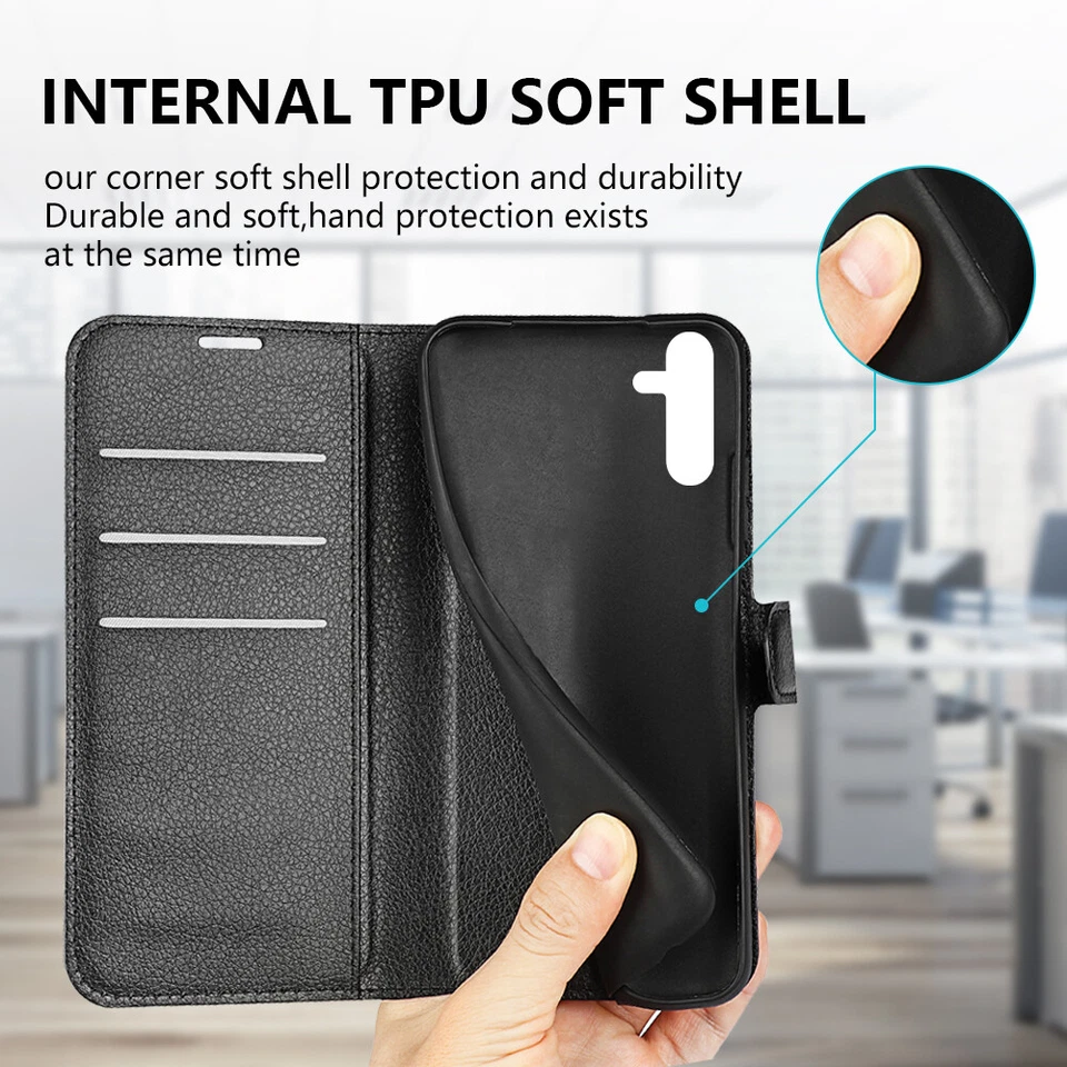 For Samsung A36 A14/A15/A16/A56 A55 Phone Case Bling Leather flip wallet cover - Image 2 of 4