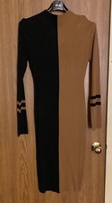 Fashion Nova Duel Personality Sweater Midi Dress Blk/Beige Sz S **New W/ Tags***