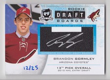 BRANDON GORMLEY 2014-15 The Cup Auto Rookie Draft Boards #D 12/25 Avalanche RC