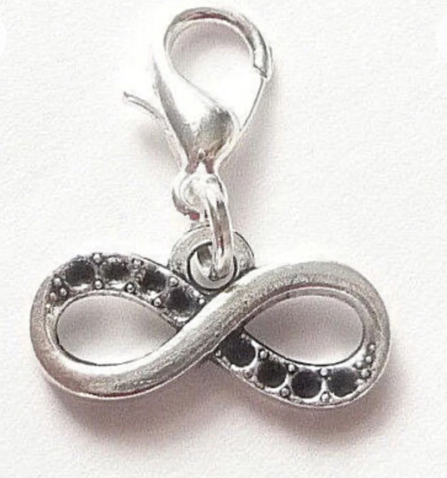 Charm Infinity Unendlichkeit silber schwarz Liebe Bettel Armband Kette Anhänger - Bild 4 von 4