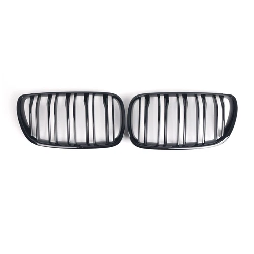 Gloss Black Double Line Front Kidney Grille Grill For 2007-2010 BMW X3 E83 ABS - Foto 2 di 10