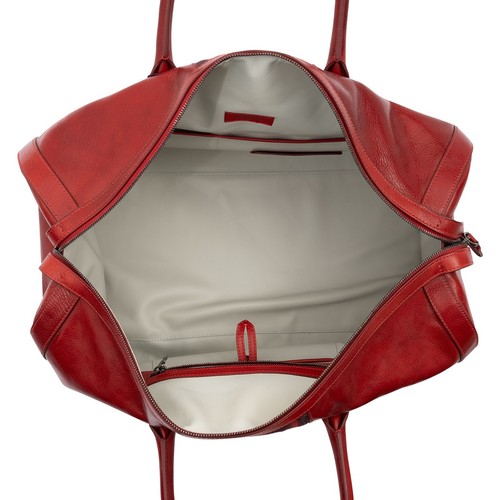 $2800 ISAIA NAPOLI Antiqued Leather Red Large Duffle Bag Travel Weekend - Picture 8 of 11