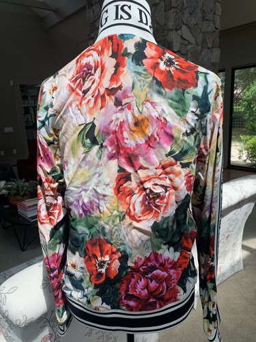Gorgeous Floral Rose Print Dolce & Gabbana Bomber Jacket Worn Twice-size42 IT/M - Picture 11 of 12