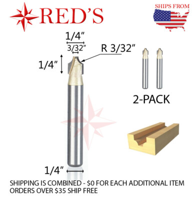 Tideway PRO LC04010404 3/32'' Radius plunging round over 1/4'' shank router bit