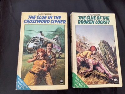 Nancy Drew Mystery 5 Der Hinweis im Kreuzworträtsel Chiffre + 8 kaputtes Medaillon 1970er Jahre Pb