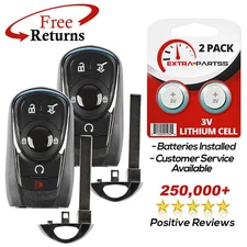 2 Remote Keyless Entry Fob Replacement Uncut Key Blade For Buick 6b RS (HYQ4AA)