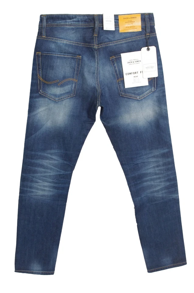 JACK&JONES Vaqueros Rectos Mike Azul Oscuro Hombre Algodón Elástica 30/32 - Imagen 3 de 4