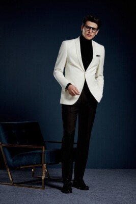 Off White White Suit Jacket With Black Pants Ivory Dinner Suit - Main Image