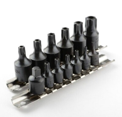 15 Pc 1/4'' & 3/8'' Drive Impact Tamper Proof Star Bit Torx Tool Bits Auto Tools