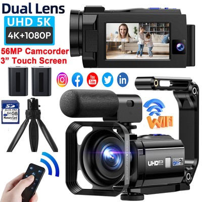Camcorder 5K UHD Dual Lens 4K+1080P WiFi IR Digital DV Video Camera 16X Zoom US