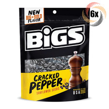 Full Box 6x Bigs Cracked Pepper Flavor Sunflower Seed Resealable Bags 5.35oz